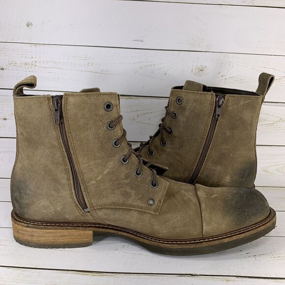 Ecco Kenton Chukka Boots Mens Size 10 Brown Leather Lace Up Factory Distressed - Picture 5 of 10